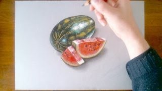 Speed Drawing 3D Watermelon [upl. by Llennoj864]