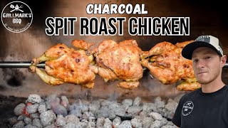 How to Roast a Whole Chicken on a Charcoal Spit Rotisserie [upl. by Cherye]