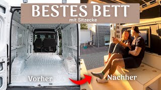 Wohnmobil Bett amp Sitzecke DIY Camper Ausbau leicht gemacht gemütlich amp perfekt zum Arbeiten 1 [upl. by Reave]