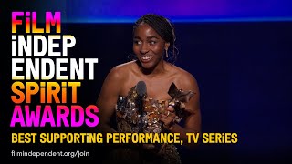 AYO EDEBIRI wins BEST SUPPORTING in BEST NEW SCRIPTED SERIES  2023 Film Independent Spirit Awards [upl. by Renita]