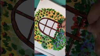 Window 🪟 flowers painting ytshorts art artisticmisha artandcraft [upl. by Noraha242]