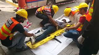 Rescue Mohafiz Scouts Demonstrating their skills of Patient Shifting Skills on Spine Board [upl. by Sseb425]