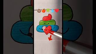 Satisfying creative painting 💩🍎🍀💧♥️ Emoji Mixing painting coloring cap poop [upl. by Yurt]