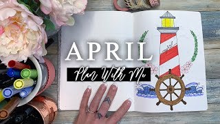 April 2019 Plan With Me  Nautical Bullet Journal Setup [upl. by Yalhsa123]