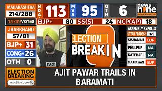 Maharashtra and Jharkhand Election Result 2024 Ajit Pawar Trails In Baramati  News9 [upl. by Anaoj448]