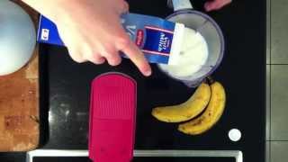 ANLEITUNG Bananenshake mixen Bananenshake herstellen Milkshake Milchshake [upl. by Damahom]