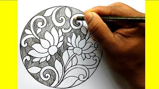 Alekhan  How To Draw Lotus Flower Alekhan Drawing [upl. by Ellehcal]