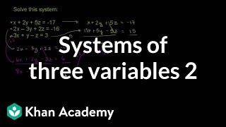 Systems of three variables 2  Systems of equations and inequalities  Algebra II  Khan Academy [upl. by Savitt]