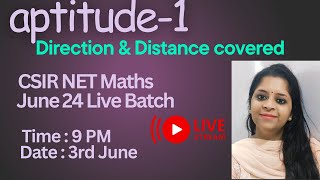 CSIR NET MATHEMATICS Revision SeriesAptitude1 Direction amd Distance covered [upl. by Mllly]