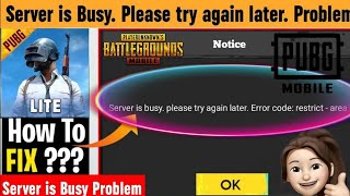 PUBG SERVER IS BUSY PLEASE TRY AGAIN LATER ERROR CODE RESTRICT AREA PROBLEM IN BATTLEGROUND MOBILE [upl. by Berner]