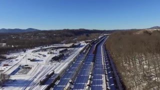 Train yard in Asheville NC with drone [upl. by Anneres]