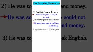 Use So that Remove too English Grammar10th class English Grammar9th English Grammar short [upl. by Inahteb]