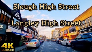 Slough High Street to Langley High Street  Evening Drive  4K UHD Tour [upl. by Nnylecyoj]