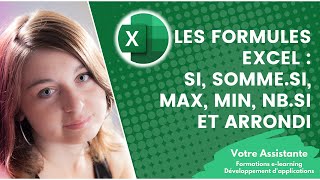 Utiliser les formules Excel  Si sommesi max min nbsi et arrondi 22 [upl. by Yrag]