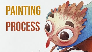 Traditional illustration  Painting process [upl. by Anayia]