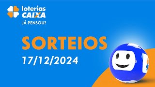 Loterias CAIXA MegaSena Dia de Sorte Quina e mais 17122024 [upl. by Aisetra318]