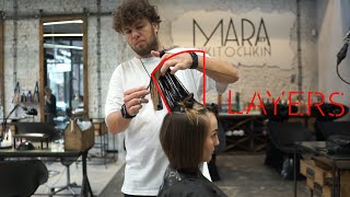 HOW TO CUT an asymmetrical BOB HAIRCUT quickly  NIKITOCHKIN [upl. by Llebiram]