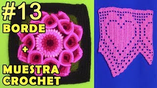 Borde o puntilla a crochet de corazones paso a paso y aprender a unir a la colcha [upl. by Atsyrc]