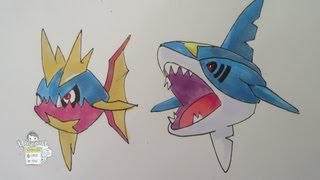 How to draw Pokemon No 318 Carvanha No 319 Sharpedo [upl. by Remle814]