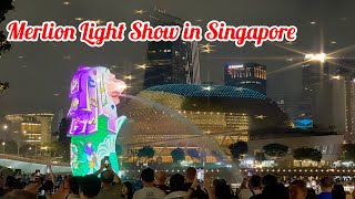 Merlion Light Show in Singapore  Light Show at Merlion  Tuoi Singapore [upl. by Jerman]