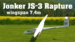 Jonker JS3 Rapture  74m giant scale RC glider  4K  Hranice 2023 [upl. by Ardnayek869]