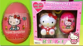 HELLO Kitty Candy Toy Set Christmas Holiday edition Surprise egg and stickers MsDisneyReviews [upl. by Nednarb386]