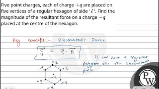 Five point charges each of charge q are placed on five vertices of a regular hexagon of side [upl. by Meri23]