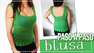 Blusa tejida en Crochet  Tutorial paso a paso [upl. by Davidoff]