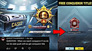 🤯Free Conqueror Title In BGMI New Season Platinum To Conqueror Rank Push In BGMI 🇮🇳 [upl. by Lehsreh859]