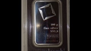 100 Gram Valcambi Suisse Silver Bar [upl. by Sirromed]