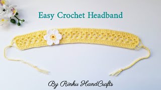 Easy Crochet Headband  How to Crochet Headband with Flower  Crochet Hairband Tutorial for Beginner [upl. by Sachiko]