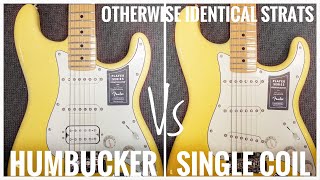 Humbucker Vs Single Coil on Identical STRATOCASTERS [upl. by Charmaine197]