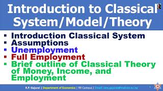 Introduction to Classical Theory Assumptions Unemployment Full Employment Outlines [upl. by Mastrianni]