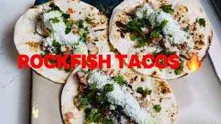 Have you ever eaten Rockfish These tacos were 🔥🔥🔥 af tacos viral foodie recipe [upl. by Tjader]