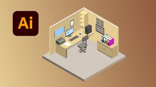 Isometric office  Adobe Illustrator Tutorial [upl. by Elpmid679]