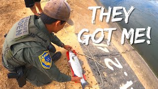 Fish and Wildlife Warden Got Me  CA Aqueduct Striper Fishing  Iu Mien Fishing [upl. by Donata678]