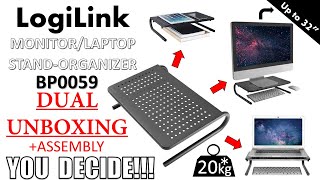 Three in One  Logilink BP0059 Metal Monitor Stand  Laptop Riser Base Dual Unboxing and Assembly [upl. by Luebke517]