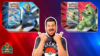 V Strikers Tin Set  Empoleon V amp Tyranitar V  Pokemon Cards Opening [upl. by Gadmon]