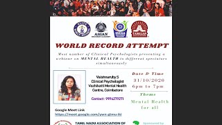 WORLD RECORD ATTEMPTS  Webinar on MENTAL HEALTH [upl. by Karim419]