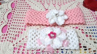 Crochet Easy Headband with Flower babies كروشيه  بندانة شعر للصغار والكبار [upl. by Gine]