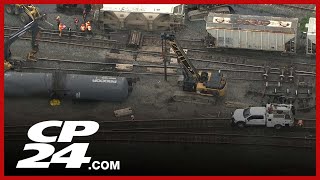 BREAKING Freight train derails in Scarborough [upl. by Eleinad730]