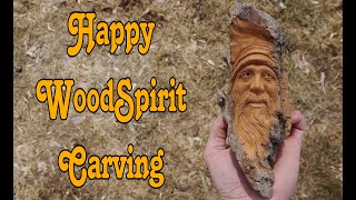 Simple Happy Wood Spirit Wood Carving in Just One Hour [upl. by Aeneg979]