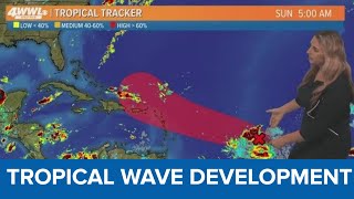 Sunday 8 am Tropical Update Tropical wave in Atlantic Ocean set to develop [upl. by Aggappera]