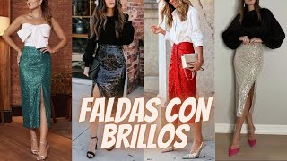 FALDAS BRILLOSAS ATUENDOS PARA INVIERNO😍BRIGHT SKIRTS OUTFITS FOR WINTER 💞💓💥 [upl. by Aicirtac452]