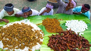 VILLAGE MARRIAGE FOOD  Mutton Curry  Fish Fry  Boiled Egg Raththa Poriyal  Village Function Food [upl. by Guimond470]