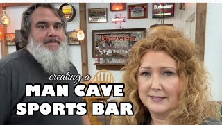 CREATING A MAN CAVE \ SPORTS BAR SPACE IN A GARAGE [upl. by Idolla]