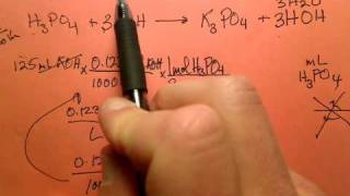 How many mL of a 0345M phosphoric acid solution are required to neutralize 125 mL of a 0123M KOH solution [upl. by Kleiman]