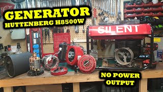 Portable HUTTENBERG H8500W Silent Petrol Generator No Power Output  AVR  Brushes TEARDOWN HOW TO [upl. by Oribella]