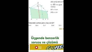 Üçgende benzerlik sorusu ve çözümü [upl. by Jahncke332]