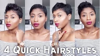 4 QUICK amp EASY WAYS TO STYLE SHORT HAIR FOR BLACK WOMEN [upl. by Artkele]